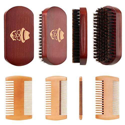 Beard Brush, 100% Boar Bristle Natural Black Walnut Wood Beard Comb Hair Must...