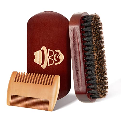 Beard Brush, 100% Boar Bristle Natural Black Walnut Wood Beard Comb Hair Must...