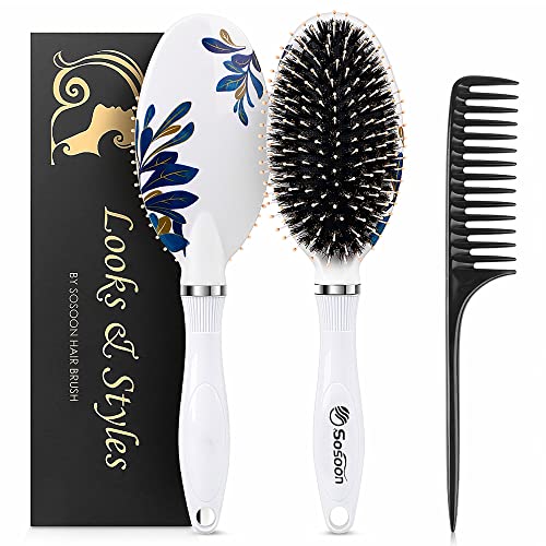 Hair Brush, Boar Bristle Hair Brushes for Women Kids Thick Curly Wet Dry Hair...