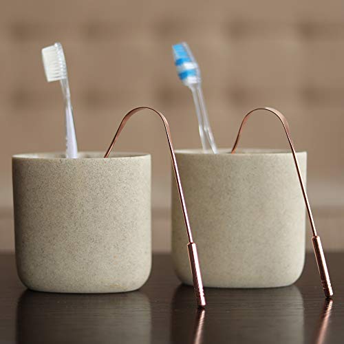 Copper Tongue Cleaners with Comfort Grip – Pure Copper – 2 Pack with 2 Hygien...
