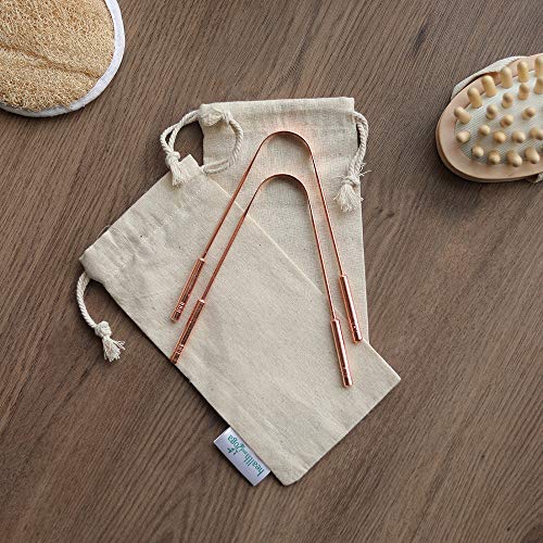 Copper Tongue Cleaners with Comfort Grip – Pure Copper – 2 Pack with 2 Hygien...