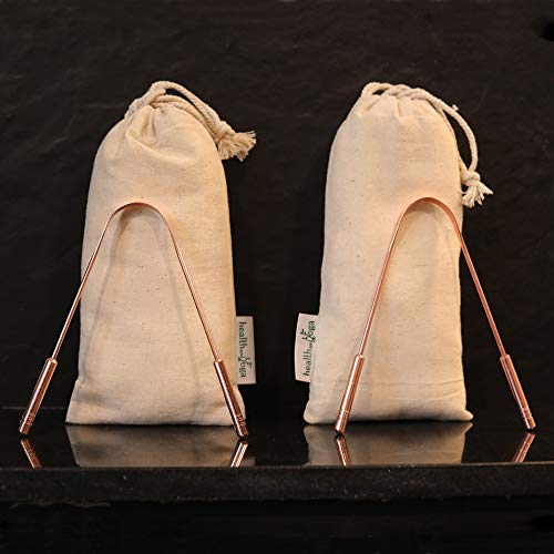 Copper Tongue Cleaners with Comfort Grip – Pure Copper – 2 Pack with 2 Hygien...