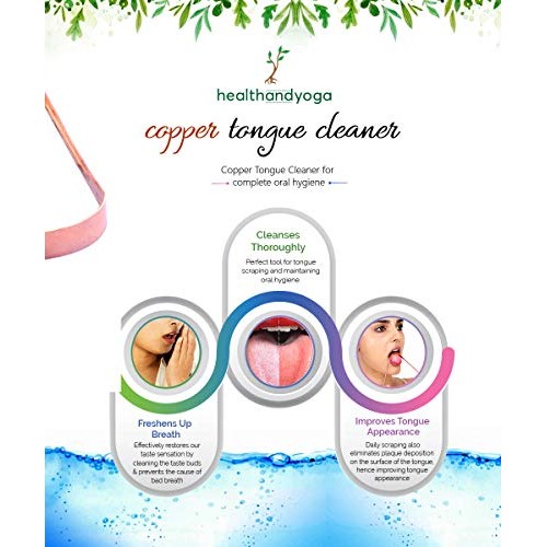 HealthAndYoga(TM) Copper Tongue Cleaners - Relief from Bad Breath - Oral Hygi...