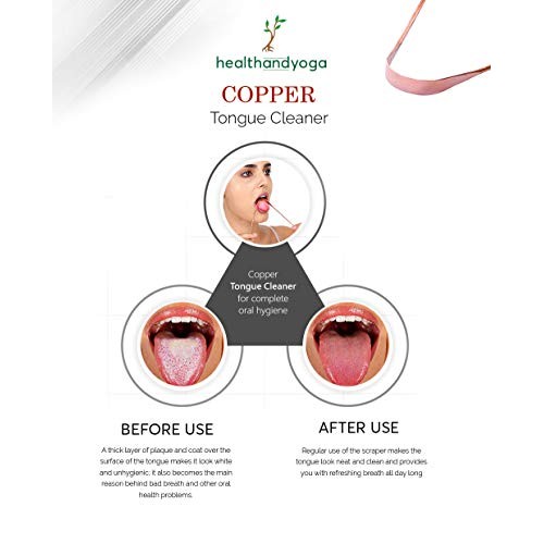 HealthAndYoga(TM) Copper Tongue Cleaners - Relief from Bad Breath - Oral Hygi...