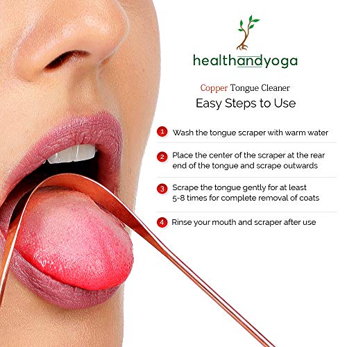 HealthAndYoga(TM) Copper Tongue Cleaners - Relief from Bad Breath - Oral Hygi...