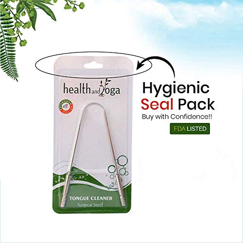HealthAndYoga(TM) Tongue Cleaner Scraper - Hygienic Seal-Pack – Surgical Grad...