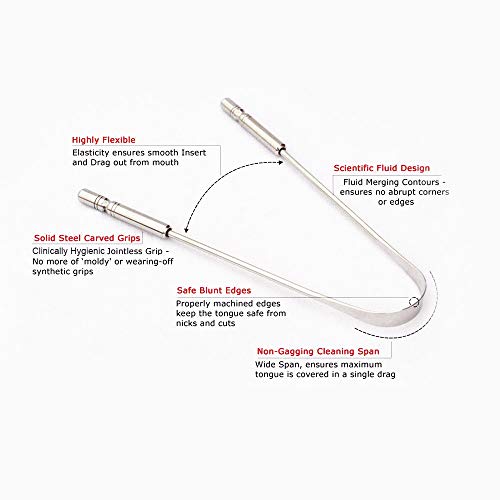 HealthAndYoga(TM) Tongue Cleaner Scraper - Hygienic Seal-Pack – Surgical Grad...