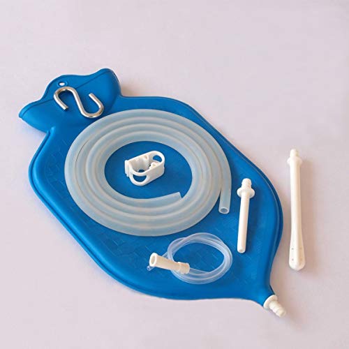 The Large HealthAndYoga(TM) Enema Bag - 4 Quart for Deep Enemas - Open Founta...