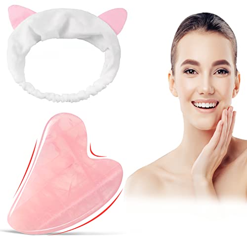 Gua Sha Facial Tool, Rose Quartz Gua Sha Scraping Massage Tool ,Guasha Tool S...