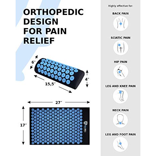 Acupressure Mat and Pillow Set for Lower Back Pain Relief & Muscle Relaxation...