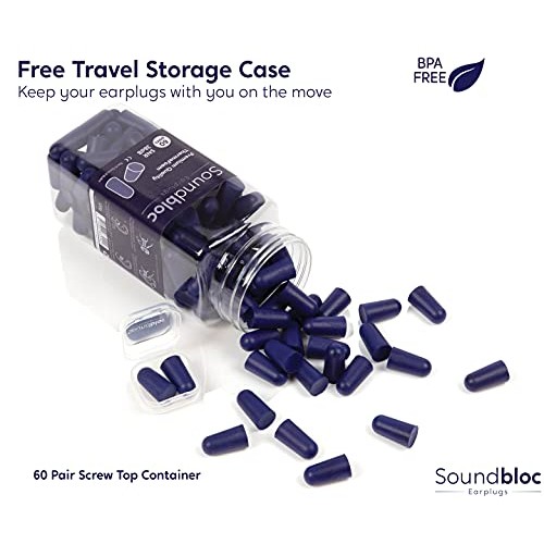 Soundbloc™ Thermo Foam Ear Plugs - 60 Pairs - 38dB - High Noise Cancelling Ea...