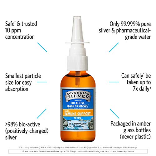 Sovereign Silver Bio-Active Silver Hydrosol for Immune Support - 10 ppm, 2oz ...