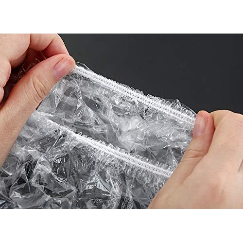 Sowaka 15 Pcs Shower Caps Disposable Clear Waterproof Plastic Elastic Thick H...