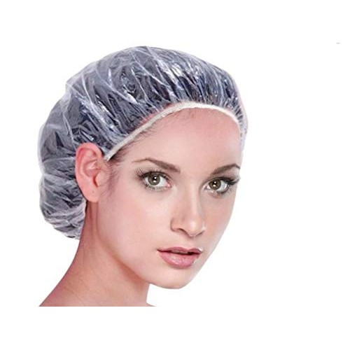 Sowaka 15 Pcs Shower Caps Disposable Clear Waterproof Plastic Elastic Thick H...