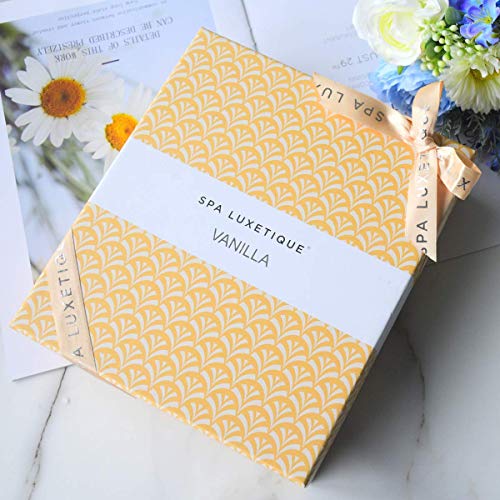 Spa Luxetique Spa Gift Box for Women, Vanilla Spa Gift Basket, 6 Pcs Bath and...