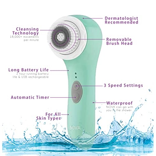 Spa Sciences NOVA - Patented Sonic Facial Cleansing Brush & Exfoliating Syste...