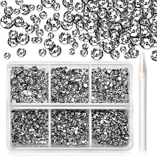 1880 Pcs Clear Nail Rhinestones, Crystal Rhinestones for Nail Decoration Kit,...