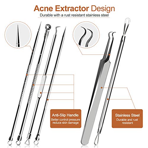 Blackhead Remover Tools Kit, Stainless Steel Pimple Popper Tool Kit for Clean...