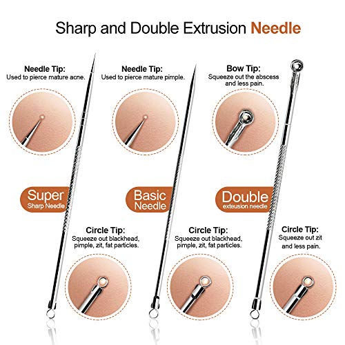Blackhead Remover Tools Kit, Stainless Steel Pimple Popper Tool Kit for Clean...