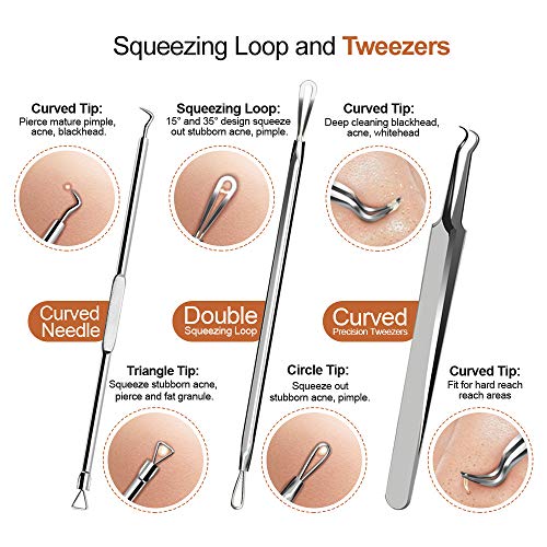 Blackhead Remover Tools Kit, Stainless Steel Pimple Popper Tool Kit for Clean...