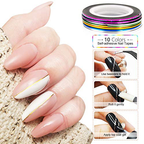 Nail Design Kit for Acrylic Nails Decoration with Nail Art Brushes, Dotting T...