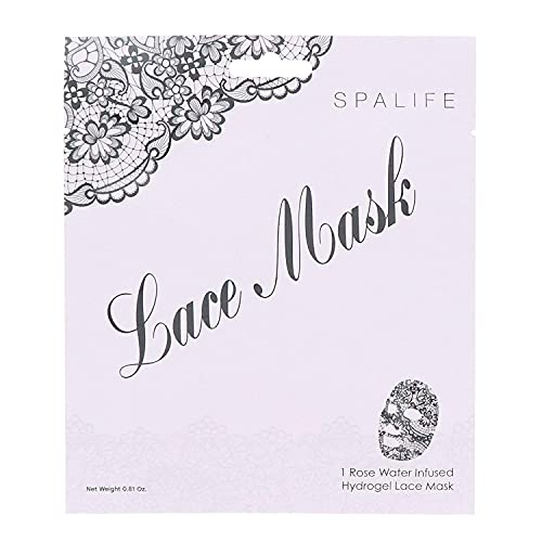 SpaLife Anti-Aging Hydrating Rose Water Infused Hydrogel Lace Facial Mask - 1...