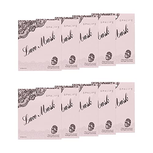SpaLife Anti-Aging Hydrating Rose Water Infused Hydrogel Lace Facial Mask - 1...