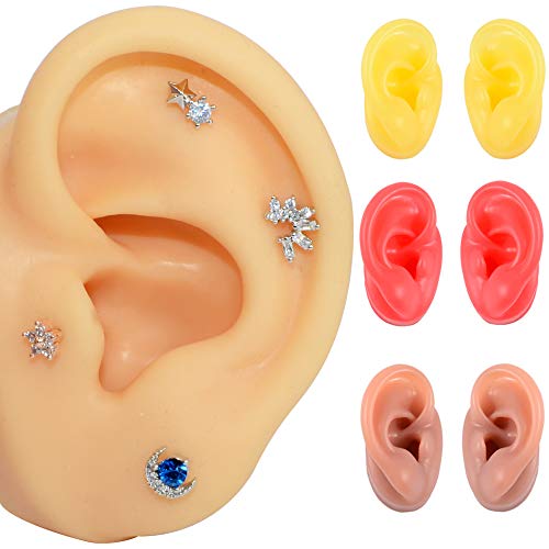 Silicone Ear Model Flexible Earmold Simulation Ear Jewelry Displays 1:1 Ear M...