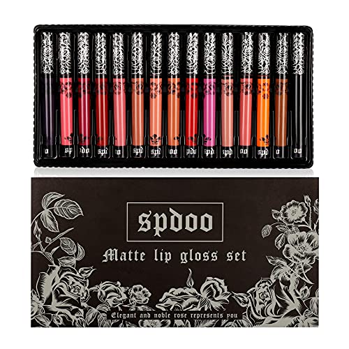 Matte Liquid Lipstick Set, Spdoo 15 Colors Long Lasting High Pigmented Velvet...