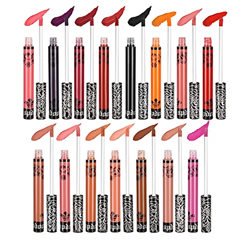 Matte Liquid Lipstick Set, Spdoo 15 Colors Long Lasting High Pigmented Velvet...
