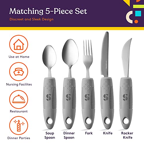 Special Supplies Adaptive Utensils (5-Piece Kitchen Set) Wide, Non-Weighted, ...