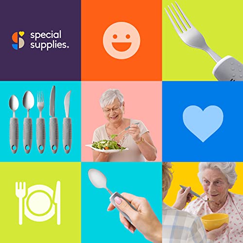 Special Supplies Adaptive Utensils (5-Piece Kitchen Set) Wide, Non-Weighted, ...