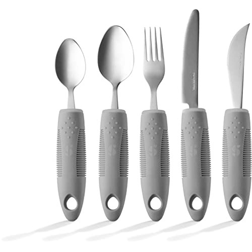 Special Supplies Adaptive Utensils (5-Piece Kitchen Set) Wide, Non-Weighted, ...