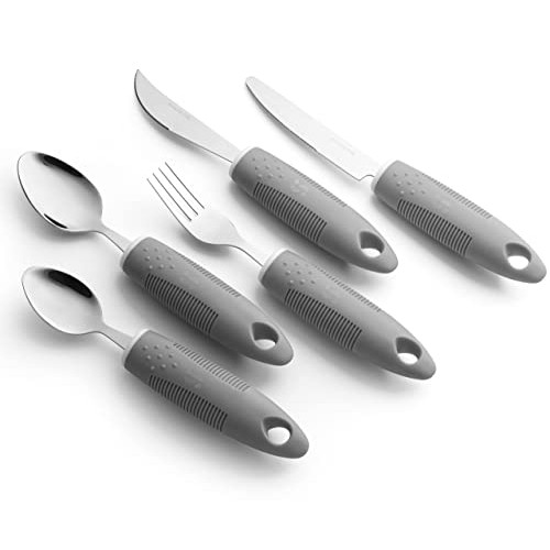 Special Supplies Adaptive Utensils (5-Piece Kitchen Set) Wide, Non-Weighted, ...