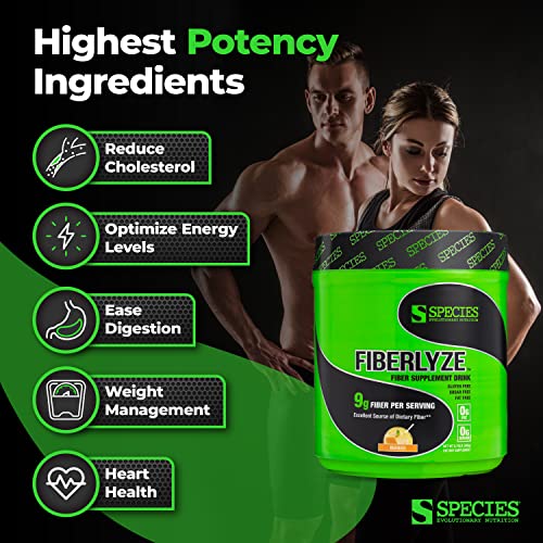 Species Nutrition Fiberlyze Fiber Supplement, Psyllium Based Soluble & Insolu...