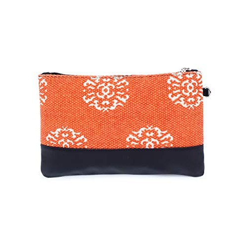 Women's PU Zipper Clutch,Printed Durrie hand Purse with wristlet strap & styl...