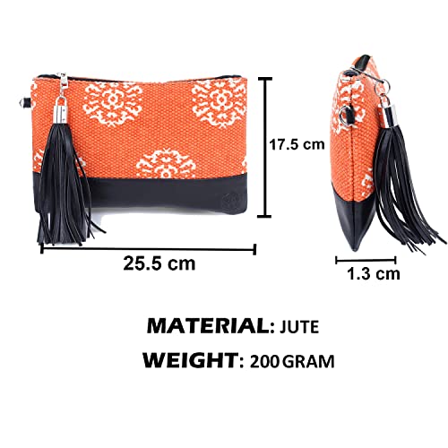 Women's PU Zipper Clutch,Printed Durrie hand Purse with wristlet strap & styl...