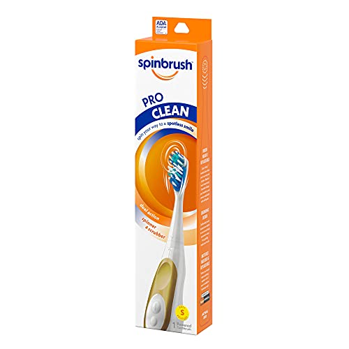 Spinbrush PRO CLEAN Battery Powered Toothbrush, Soft Bristles, 1 Count, Gold ...