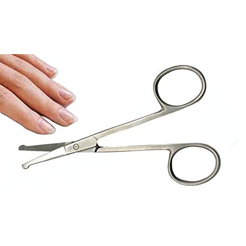 Baby Nail Scissors with Rounded Probe Tip Curved - Stainless Steel 4.5" Good ...