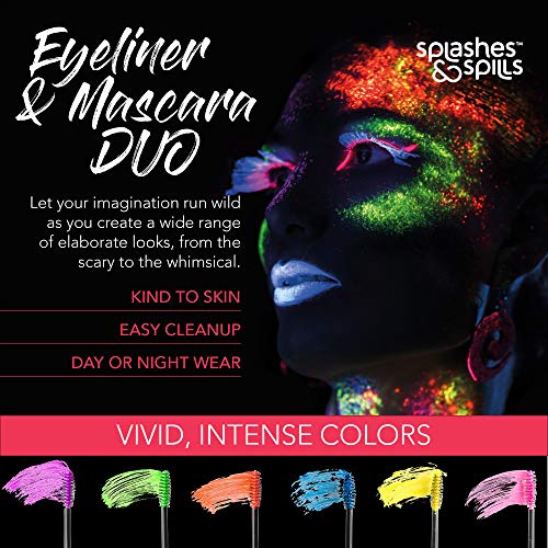 UV Glow Blacklight Eyeliner and Mascara Duo - 6 Color Variety Pack, 6ml – Day...