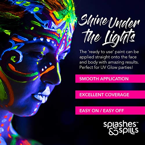 UV Glow Blacklight Face and Body Paint - 6 Color Variety Pack - 10ml – Day or...