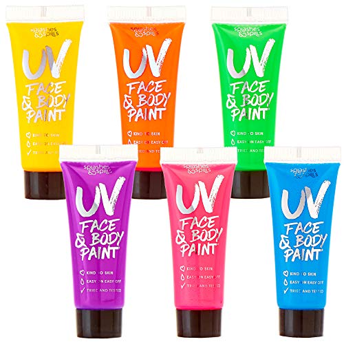 UV Glow Blacklight Face and Body Paint - 6 Color Variety Pack - 10ml – Day or...