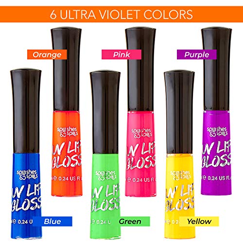 UV Glow Blacklight Lip Gloss - 6 Color Variety Pack, 3.7g - Day or Night Stag...