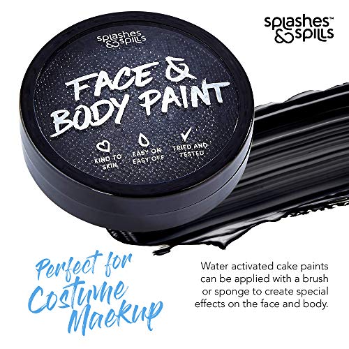 Water Activated Face and Body Paint - Black, 18g Cake Tub - Pretend Costume a...