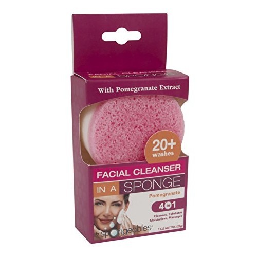 Spongeables Facial Cleanser, Pomegranate, Luxurious Blend of Olive Oil, Glyce...