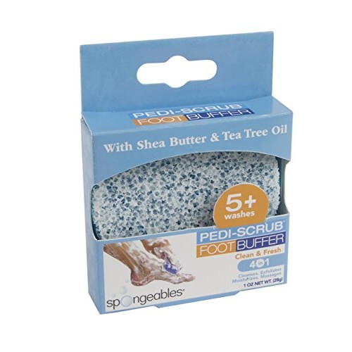 Spongeables Pedi-Scrub Foot Buffer, Clean & Fresh, Pedi Perfect Deep Exfoliat...