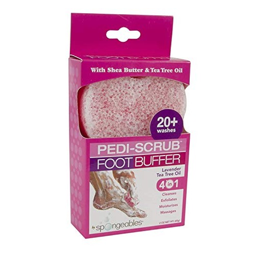 Spongeables Pedi-Scrub Foot Buffer, Lavender Scent, Contains Shea Butter and ...