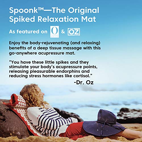 Spoonk Acupressure Eco Mat, Pagoda Blue - with Massage Ball, Travel Mat & Sli...