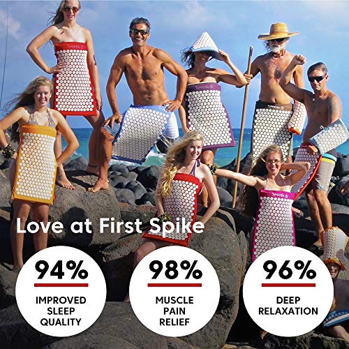 Spoonk Acupressure Eco Mat, Pagoda Blue - with Massage Ball, Travel Mat & Sli...