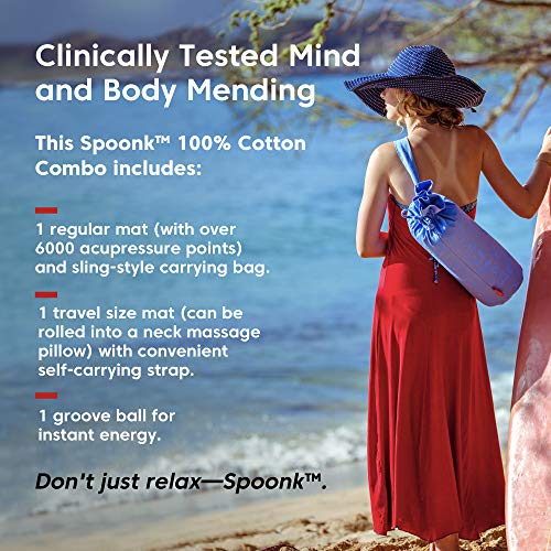 Spoonk Acupressure Eco Mat, Pagoda Blue - with Massage Ball, Travel Mat & Sli...